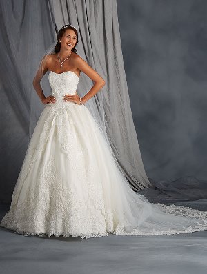 Wedding Dress - ALFRED ANGELO BRIDAL 2016 Collection - 2567 - Organza Ball Gown with Redingote Overlay Skirt & Semi-Cathedral Train | AlfredAngelo Bridal Gown