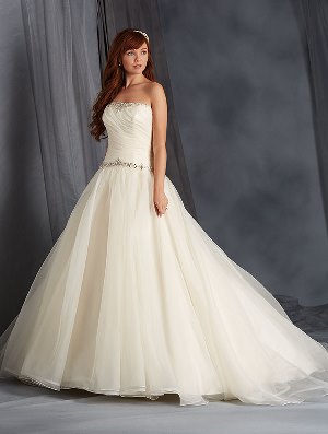 Wedding Dress - ALFRED ANGELO BRIDAL 2016 Collection - 2570 - Organza Ball Gown with Asymmetrically Draped Bodice | AlfredAngelo Bridal Gown