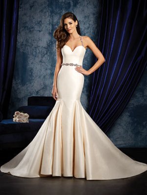 Wedding Dress - ALFRED ANGELO SAPPHIRE 2016 Collection - 966 - Satin Fit and Flare Gown with Cut-Away Back | AlfredAngelo Bridal Gown