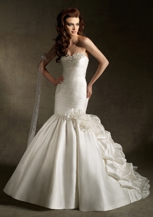 Wedding Dress - Angelina Faccenda: 1232 - SILKY SHANTUNG W/REMOVABLE FLOWERS | AngelinaFaccenda Bridal Gown