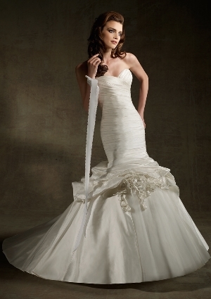 Wedding Dress - Angelina Faccenda: 1236 - SILK SHANTUNG AND TULLE W/REMOVABLE FLOWERS | AngelinaFaccenda Bridal Gown