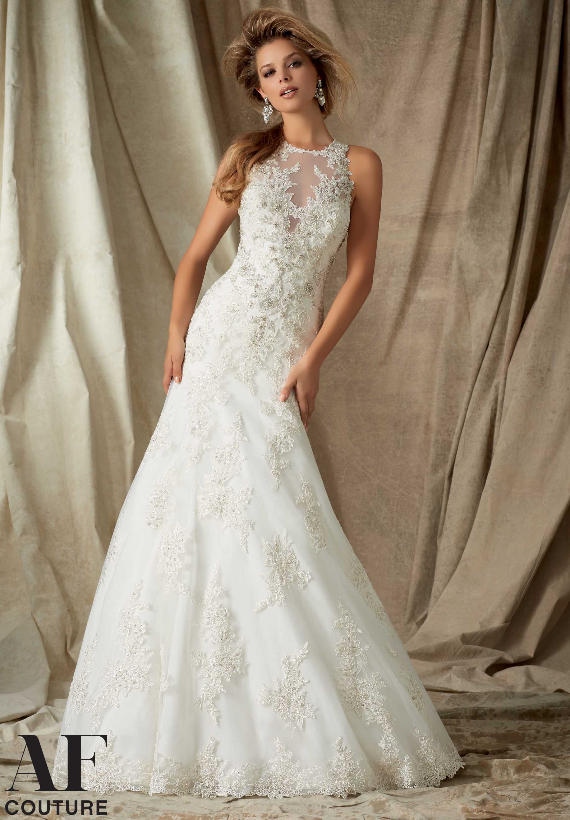 Victoria on a Beaded Lace Appliques - MoriLee #89184