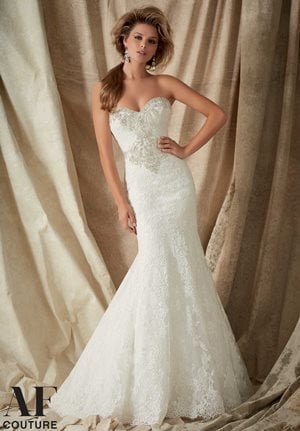Wedding Dress - Mori Lee - Angelina Faccenda Couture SPRING 2015 Collection: 1325 - Alencon Lace Trimmed with Crystal Beaded Embroidery | AngelinaFaccenda Bridal Gown