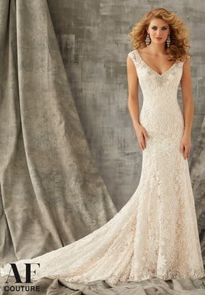 Wedding Dress - Mori Lee - Angelina Faccenda Couture FALL 2015 Collection: 1347 - Venice Lace Trimmed with Crystal Beaded Embroidery | AngelinaFaccenda Bridal Gown