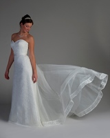 Bridal Dress: Bridalane - 204 - Shown in Ivory lace with detachable soft tulle and lace train 