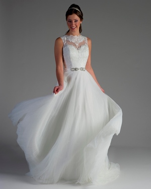 Wedding Dress - Bridalane - 208 - Shown in Ivory soft tulle and lace | Bridalane Bridal Gown