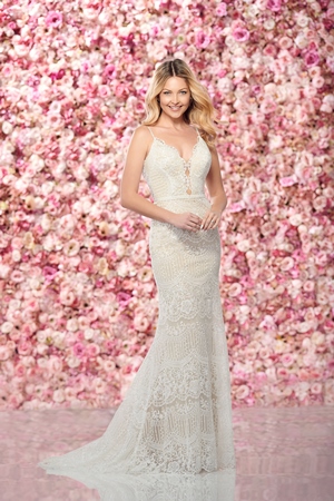 Wedding Dress - Enchanting By Mon Cheri FALL 2019 Collection - 219133 - Bohemian Lace and Tulle Gown with V-Neckline | EnchantingByMonCheri Bridal Gown