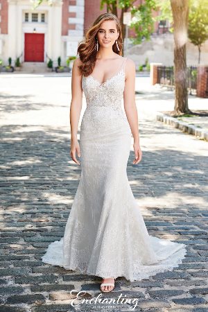 Wedding Dress - Enchanting By Mon Cheri SPRING 2020 Collection - 120161 - Flattering A-line Lace Gown with V-Neck | EnchantingByMonCheri Bridal Gown