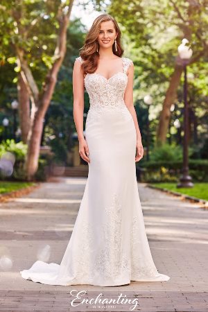Wedding Dress - Enchanting By Mon Cheri SPRING 2020 Collection - 120162 - Delicate Lace, Tulle and Crepe Fit and Flare Gown | EnchantingByMonCheri Bridal Gown
