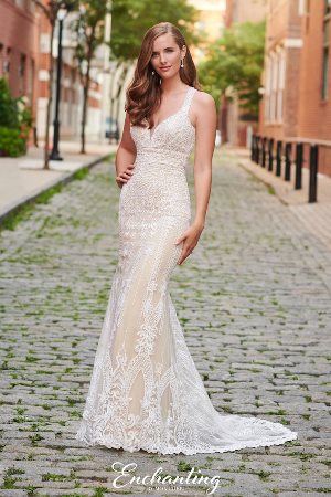 Wedding Dress - Enchanting By Mon Cheri SPRING 2020 Collection - 120172 - Stunning Beaded Lace and Tulle Sheath Gown | EnchantingByMonCheri Bridal Gown
