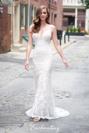 Wedding Dress - Enchanting By Mon Cheri SPRING 2020 Collection - 120174 - Eye-catching Lace and Glitter Tulle Sheath Gown | EnchantingByMonCheri Bridal Gown