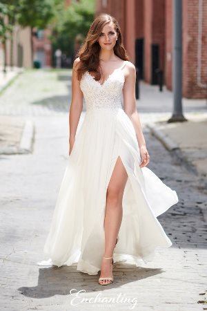 Wedding Dress - Enchanting By Mon Cheri SPRING 2020 Collection - 120175 - Breezy Lace and Chiffon A-line Gown | EnchantingByMonCheri Bridal Gown