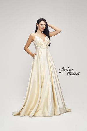 MOB Dress - Jadore Collection - V-Neck Cross Back Glitter Net Dress J17022 | Jadore Mother of the Bride Gown