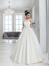 Bridal Dress: Sans Pareil Bridal Collection 2016: 1002 - Ball gown with beaded waistband and full length illusion sleeves 