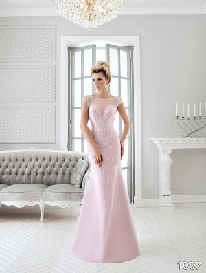 Wedding Dress - Sans Pareil Bridal Collection 2016: 1007 - Enchanting pastel pink fit and flare wedding gown with cap sleeves | SansPareil Bridal Gown