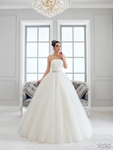 Bridal Dress: Sans Pareil Bridal Collection 2016: 1020 - Strapless shimmer tulle ballgown with floral waistband 