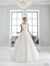 Bridal Dress: Sans Pareil Bridal Collection 2016: 1025 - Ethereal sleeveless A-line wedding dress with illusion neckline and satin waistband 