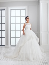 Bridal Dress: Sans Pareil Bridal Collection 2016: 1036 - Sleeveless illusion lace and net gown with tiered overlay 