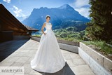Bridal Dress: Sans Pareil Bridal Collection 2017: 1055 - Embellished cap sleeves and waistband on satin brocade ball gown 