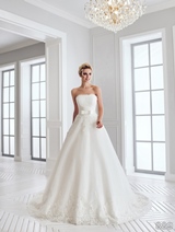 Bridal Dress: Sans Pareil Bridal Collection 2016: 889 - Strapless Lace over satin A-line gown with scalloped lace hemline 