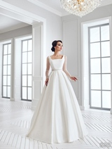 Bridal Dress: Sans Pareil Bridal Collection 2016: 890 - Beaded illusion full-sleeve wedding gown with square neckline and gathered A-line skirt 