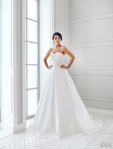 Bridal Dress: Sans Pareil Bridal Collection 2016: 904 - Silver bead and crystal embroidery on lace yoke and hemline of sweetheart A-line gown 