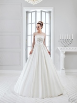 Bridal Dress: Sans Pareil Bridal Collection 2016: 919 - Stretch sheer full sleeves and embellished eyelet lace bodice meets gathered A-line skirt 