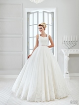 Bridal Dress: Sans Pareil Bridal Collection 2016: 920 - Sleeveless lace Queen Anne neckline gown with ball gown skirt 