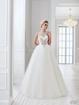 Bridal Dress: Sans Pareil Bridal Collection 2016: 930 - Silver embellished lace with crystal embroidery on sleeveless A-line gown 