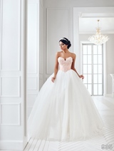 Bridal Dress: Sans Pareil Bridal Collection 2016: 935 - Bead and silver embroidered blush bodice with misty white ball gown skirt  