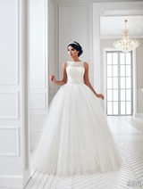 Bridal Dress: Sans Pareil Bridal Collection 2016: 936 - Illusion re-embroidered lace appliques on sleeveless net ball gown 