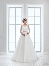 Bridal Dress: Sans Pareil Bridal Collection 2016: 942 - Illusion lace full sleeve gown with wide pleated A-line skirt 