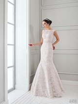 Bridal Dress: Sans Pareil Bridal Collection 2016: 953 - Self-printed blush cap-sleeve wedding gown with fit and flare silhouette 