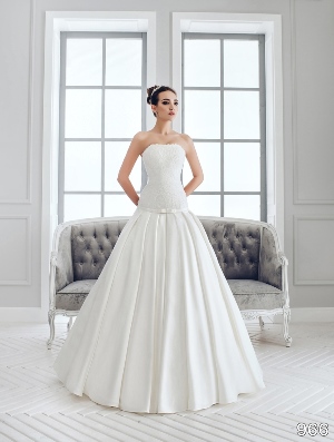 Wedding Dress - Sans Pareil Bridal Collection 2016: 966 - Lace and satin dropped waist trumpet style gown | SansPareil Bridal Gown