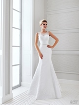 Bridal Dress: Sans Pareil Bridal Collection 2016: 967 - Sleeveless fit and flare gown with crystal trimmed neckline, bodice and embellished waistband 