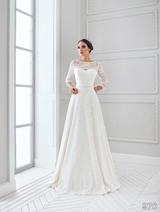 Bridal Dress: Sans Pareil Bridal Collection 2016: 970 - All-over lace over satin wedding dress with illusion sleeves and scintillating waistband 