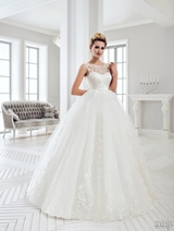 Bridal Dress: Sans Pareil Bridal Collection 2016: 993 - Embellished lace silhouettes in sheer yoke of classic ball gown 