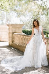 Bridal Dress: Sophia Tolli Bridal Collection - Y12238 - Boho-Inspired Wedding Gown With Cotton Lace