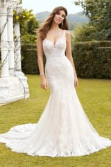 Bridal Dress: Sophia Tolli Bridal Collection - Y12247 - Luxe Lace Fit And Flare Bridal Gown With Beading
