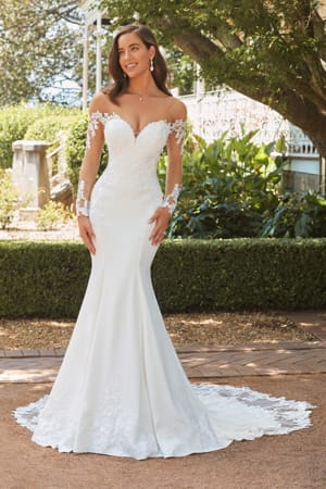 Wedding Dress - Sophia Tolli Bridal Collection - Y22275 - Dramatic Long Sleeve Wedding Dress With Laser Cut Train | SophiaTolliByMonCheri Bridal Gown