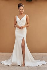Bridal Dress: Sophia Tolli Bridal Collection - Y3102 - Stretch Mikado Fit And Flare Wedding Dress