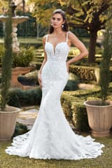 Bridal Dress: Sophia Tolli Bridal Collection - Y3106 - Lace Wedding Dress With Dramatic Train