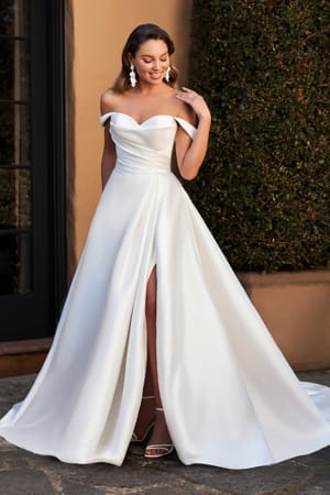 Wedding Dress - Sophia Tolli Bridal Collection - Y3108 - Pearl Mikado Ball Gown With Sexy Skirt Split | SophiaTolliByMonCheri Bridal Gown