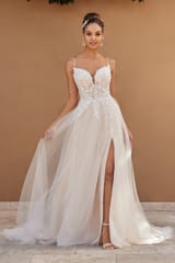 Bridal Dress: Sophia Tolli Bridal Collection - Y3110 - Flirty Bridal Dress With Beaded Embroidery
