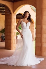 Bridal Dress: Sophia Tolli Bridal Collection - Y3121 - Modern Bridal Gown With Dreamy Detachable Tulle Overskirt