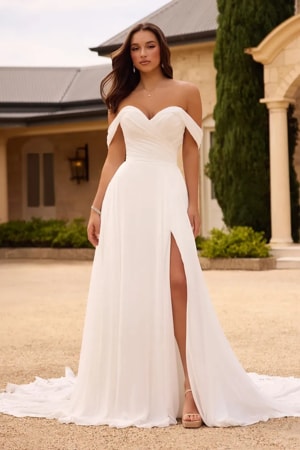 Wedding Dress - Sophia Tolli Bridal Collection - Y3128 - Dreamy Chiffon Wedding Dress With Skirt Split | SophiaTolliByMonCheri Bridal Gown