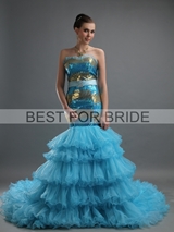 Bridal Dress: Best for Bride Bridal 2012 Collection - BFB2812 Blue Sequine Organza Trumpet Gown 