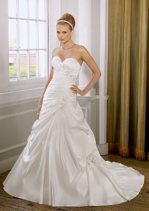 Wedding Dress - Mori Lee Bridal Collection: 1613 - Lustrous Satin with Appliqued floral embroidery | MoriLee Bridal Gown