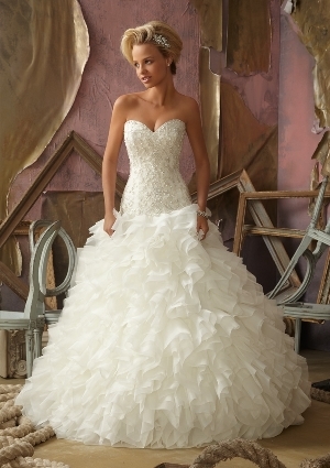 Wedding Dress - Mori Lee Bridal FALL 2012 Collection: 1853 - Crystal Beaded Embroidery with Ruffled Organza | MoriLee Bridal Gown