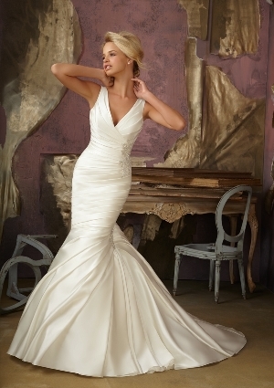 Wedding Dress - Mori Lee Bridal FALL 2012 Collection: 1859 - Lustrous Satin with Jeweled Appliques | MoriLee Bridal Gown